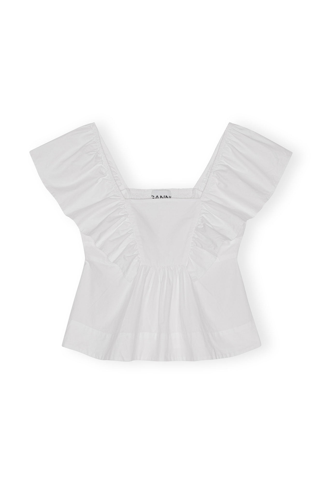 Cotton Poplin Ruffle Blouse | Bright White