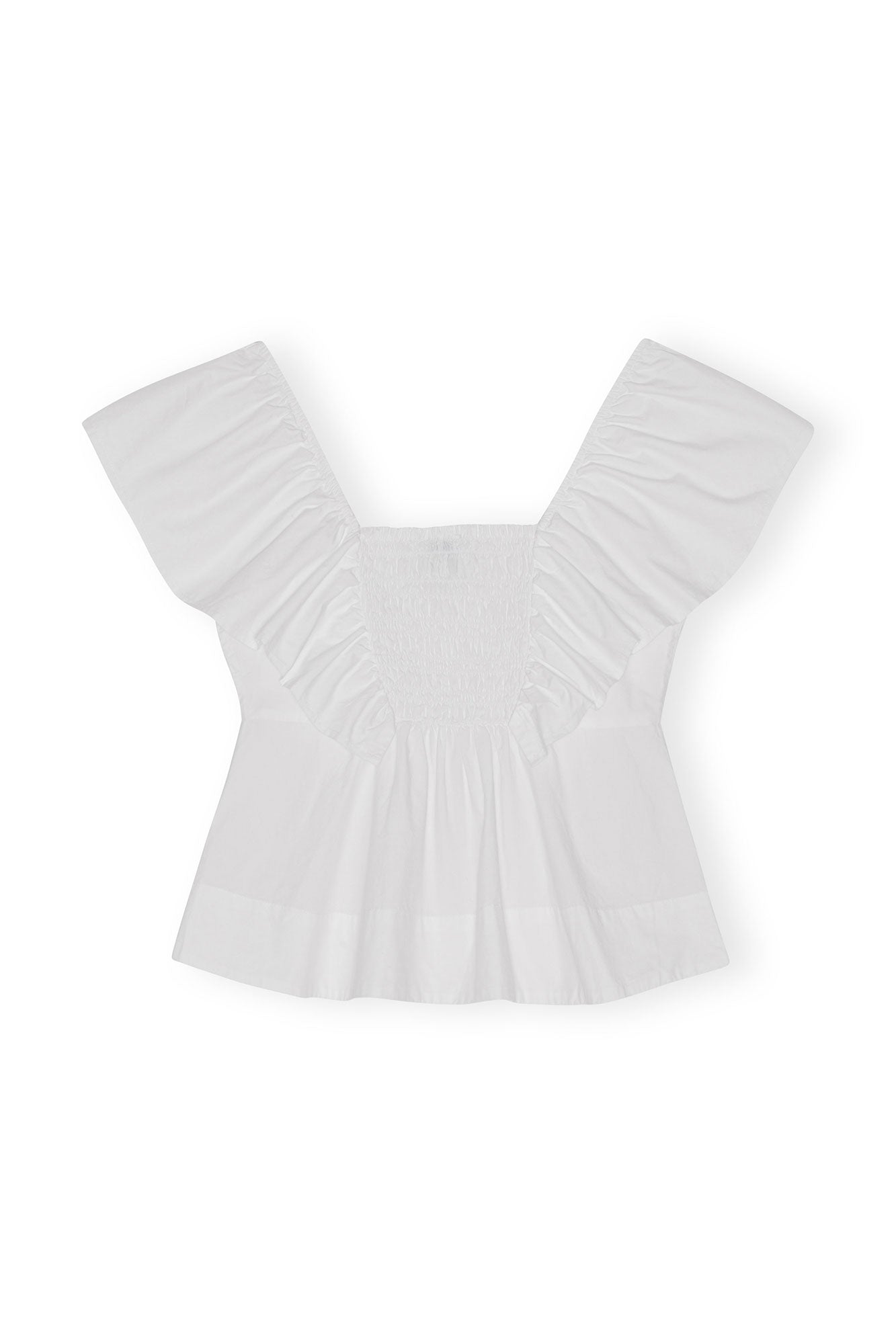 Cotton Poplin Ruffle Blouse | Bright White