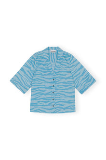 Printed Cotton Shirt | Ethereal Blue