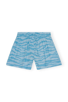 Printed Cotton Elasticated Shorts | Ethereal Blue