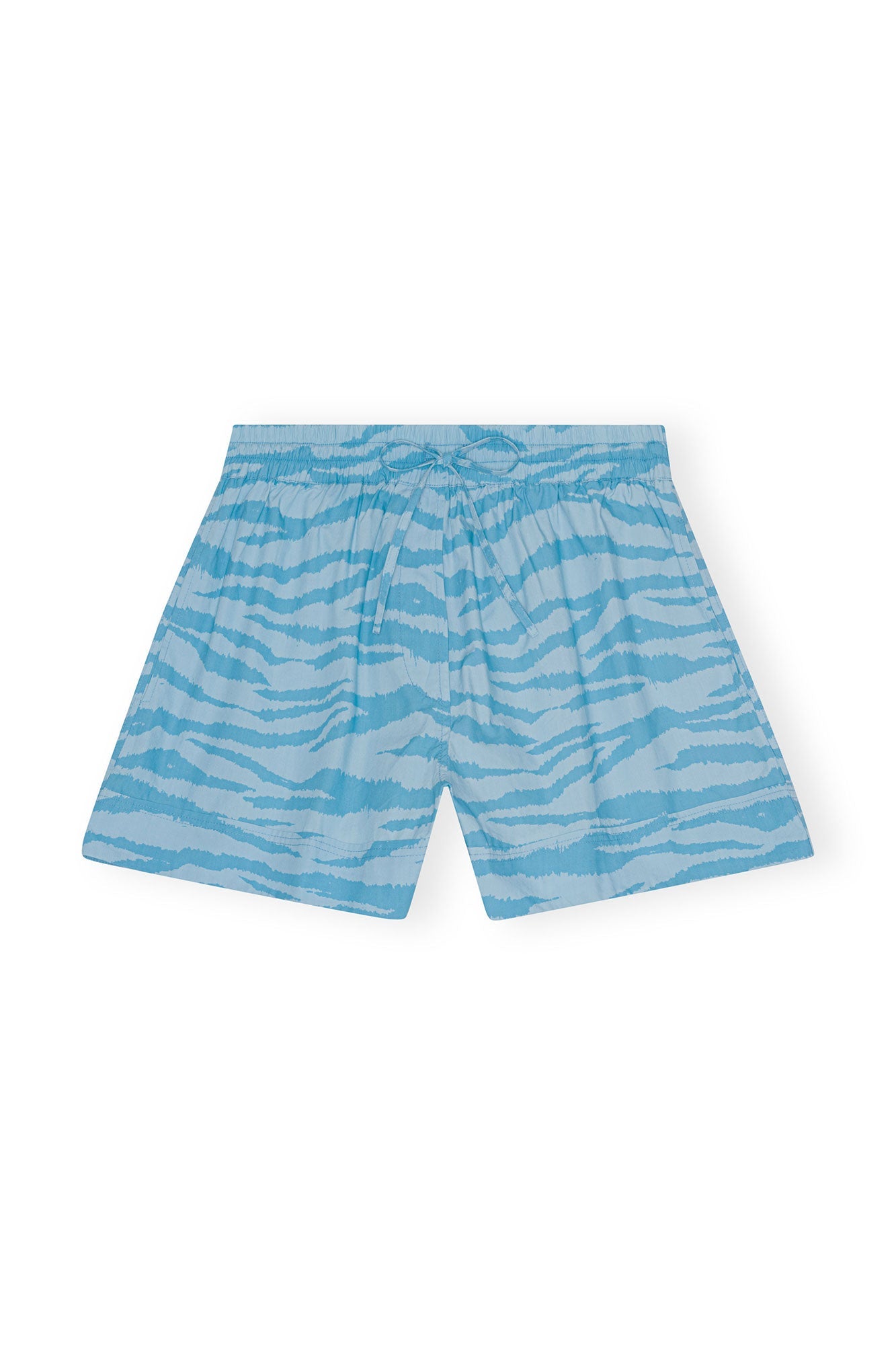 Printed Cotton Elasticated Shorts | Ethereal Blue