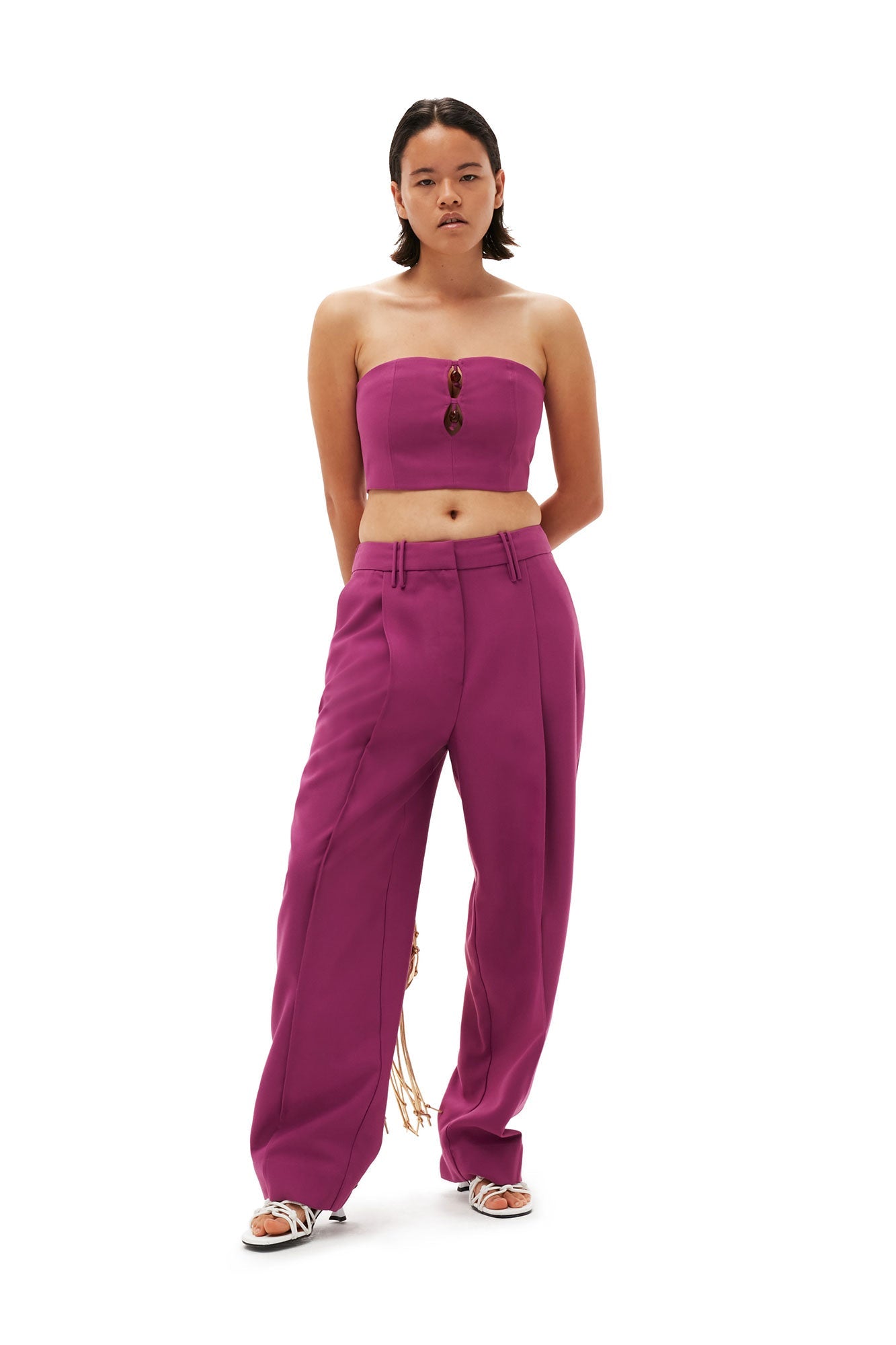 Summer Suiting Sleeveless Top | Purple Wine