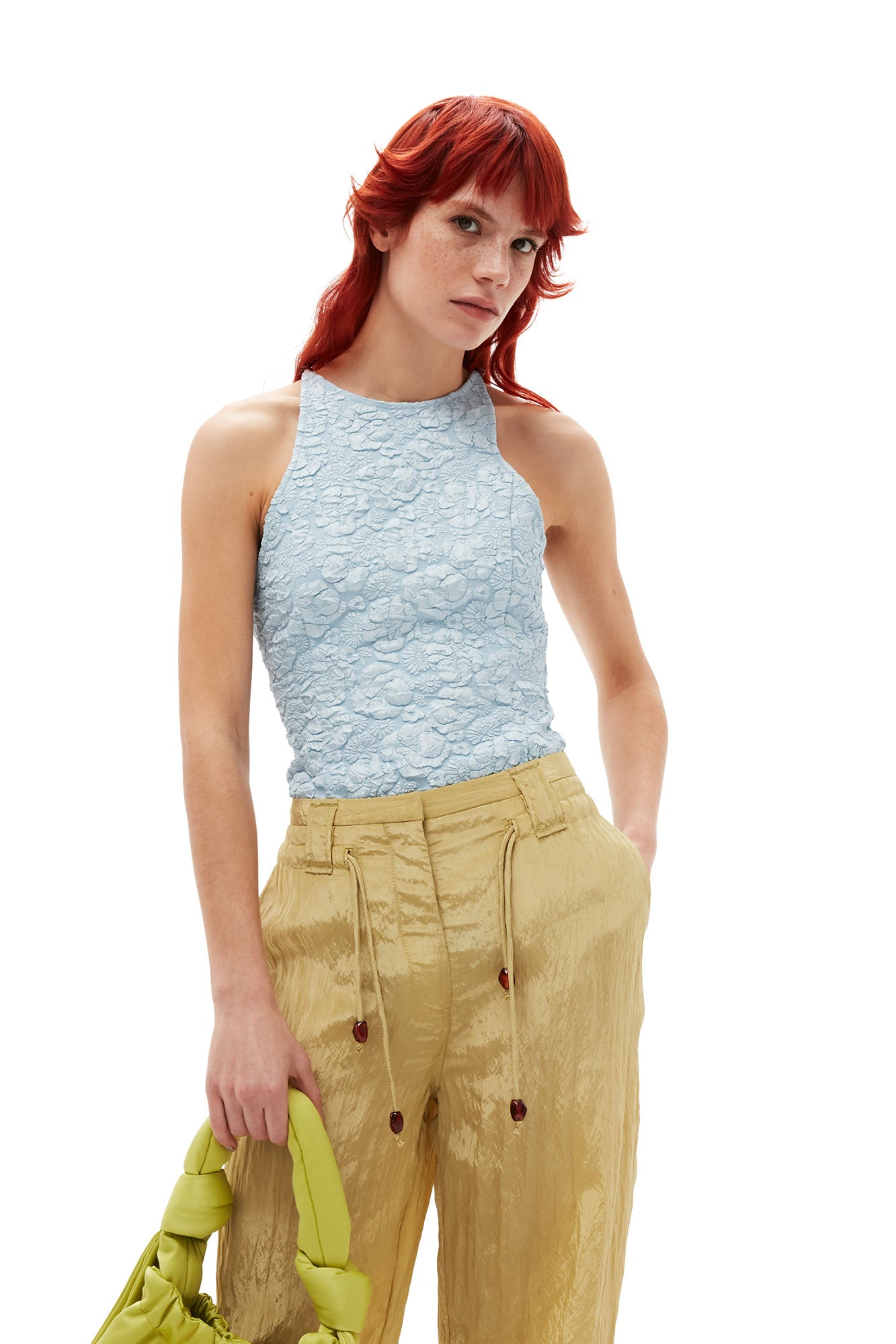 Stretch Jacquard Top | Sky Blue