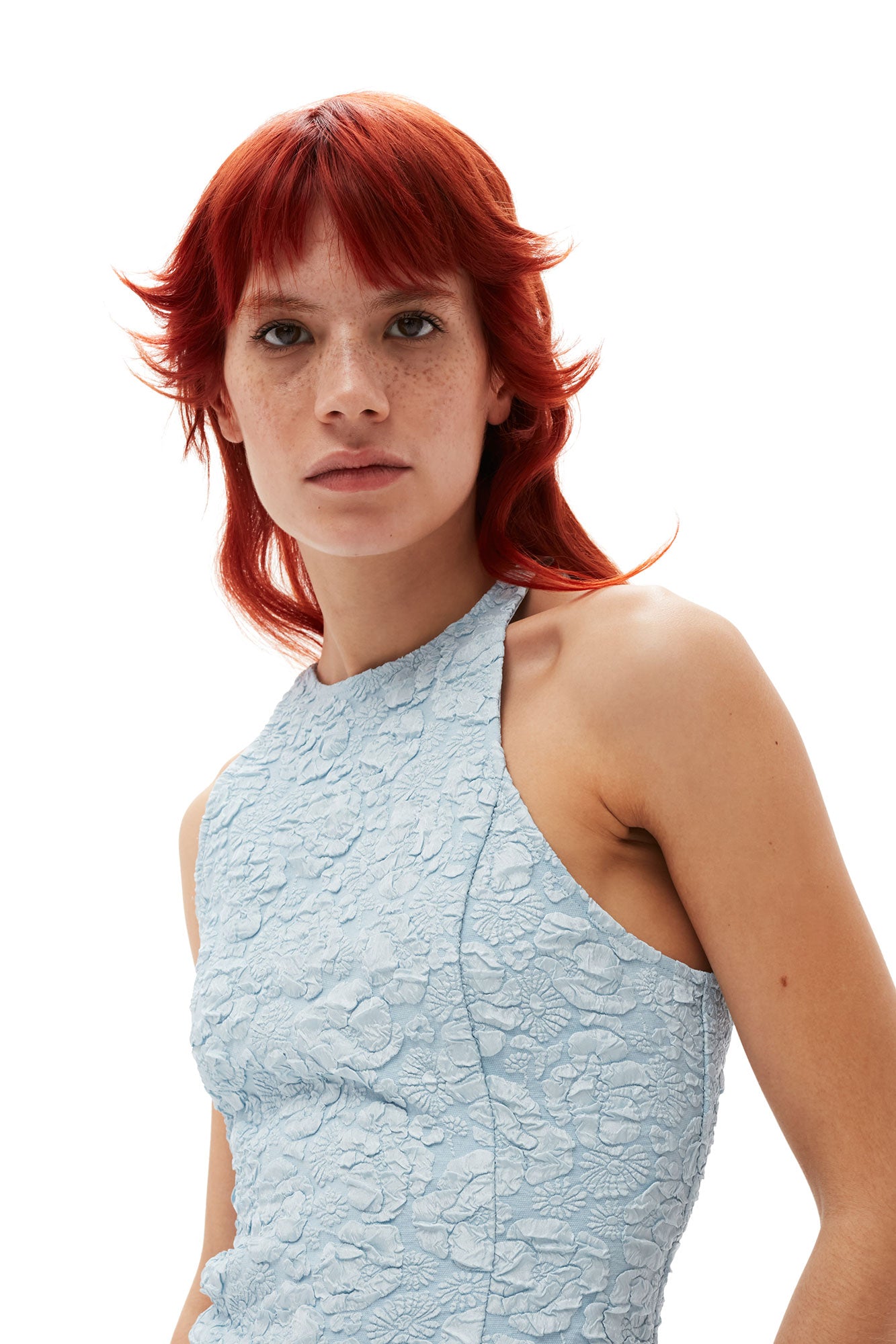 Stretch Jacquard Top | Sky Blue