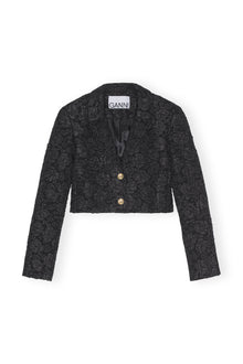 Stretch Jacquard Cropped Blazer | Black