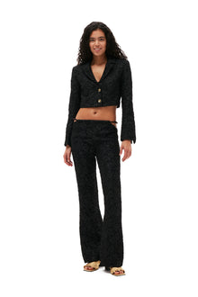 Stretch Jacquard Cropped Blazer | Black