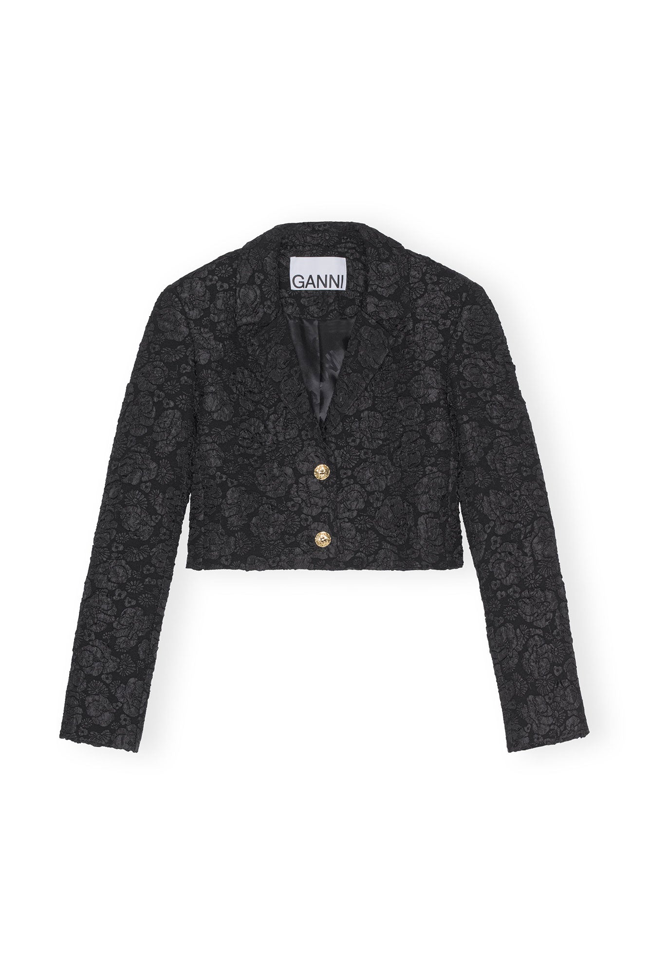 Stretch Jacquard Cropped Blazer | Black