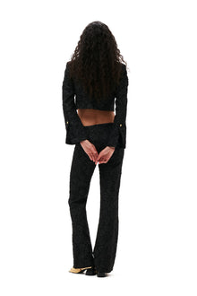 Stretch Jacquard Cropped Blazer | Black