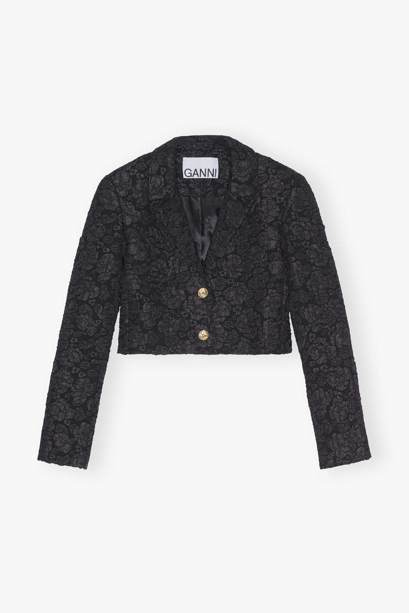 Stretch Jacquard Cropped Blazer | Black