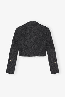 Stretch Jacquard Cropped Blazer | Black