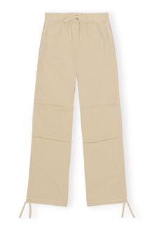 Washed Cotton Canvas Draw String Pants | Pale Khaki