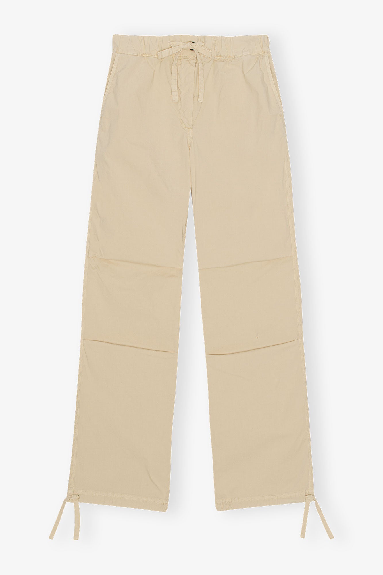 Washed Cotton Canvas Draw String Pants | Pale Khaki