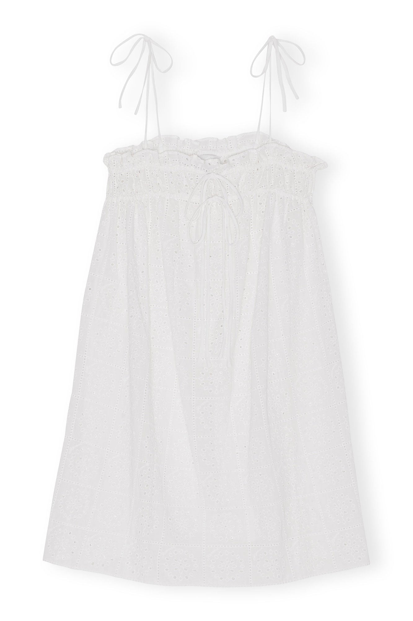 Light Broderie Anglaise Strap Dress | Bright White