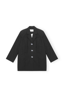 Cotton Suiting Oversized Blazer | Black