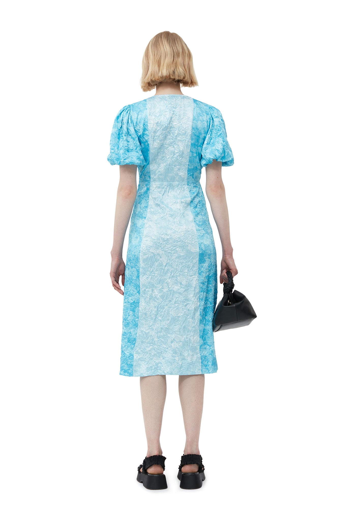 Crinkled Satin Midi Dress | Ethereal Blue