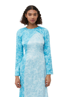 Crinkled Satin Maxi Dress | Ethereal Blue