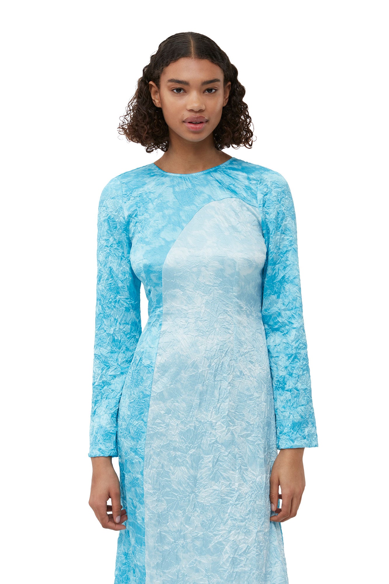 Crinkled Satin Maxi Dress | Ethereal Blue