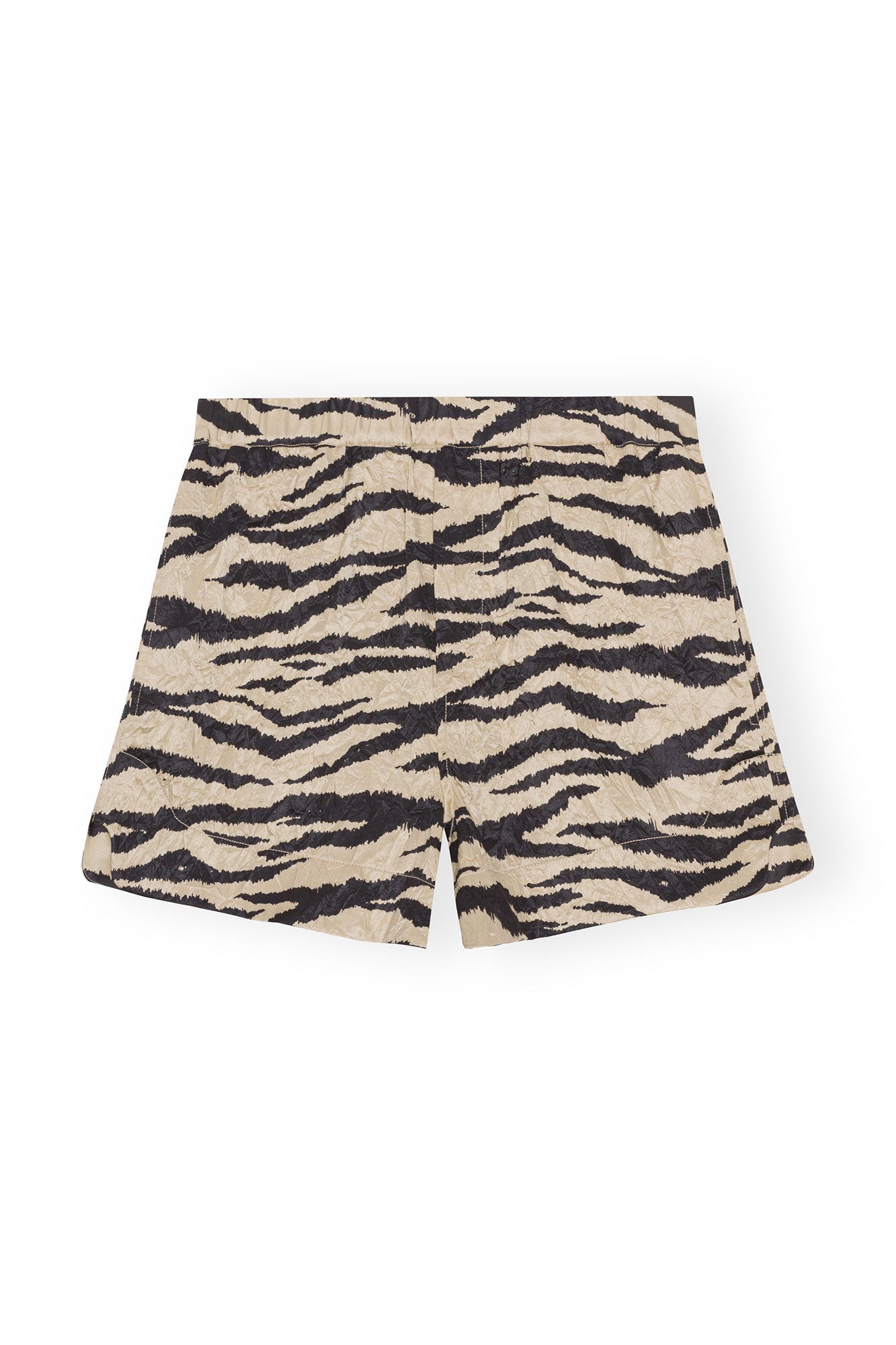 Crinkled Satin Shorts | Pale Khaki