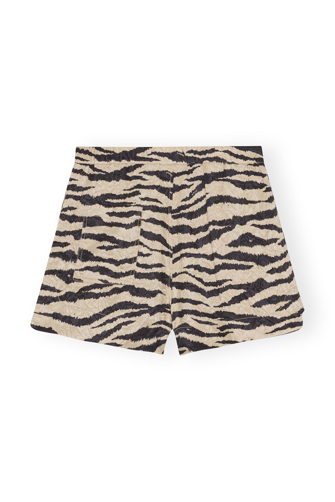 Crinkled Satin Shorts | Pale Khaki