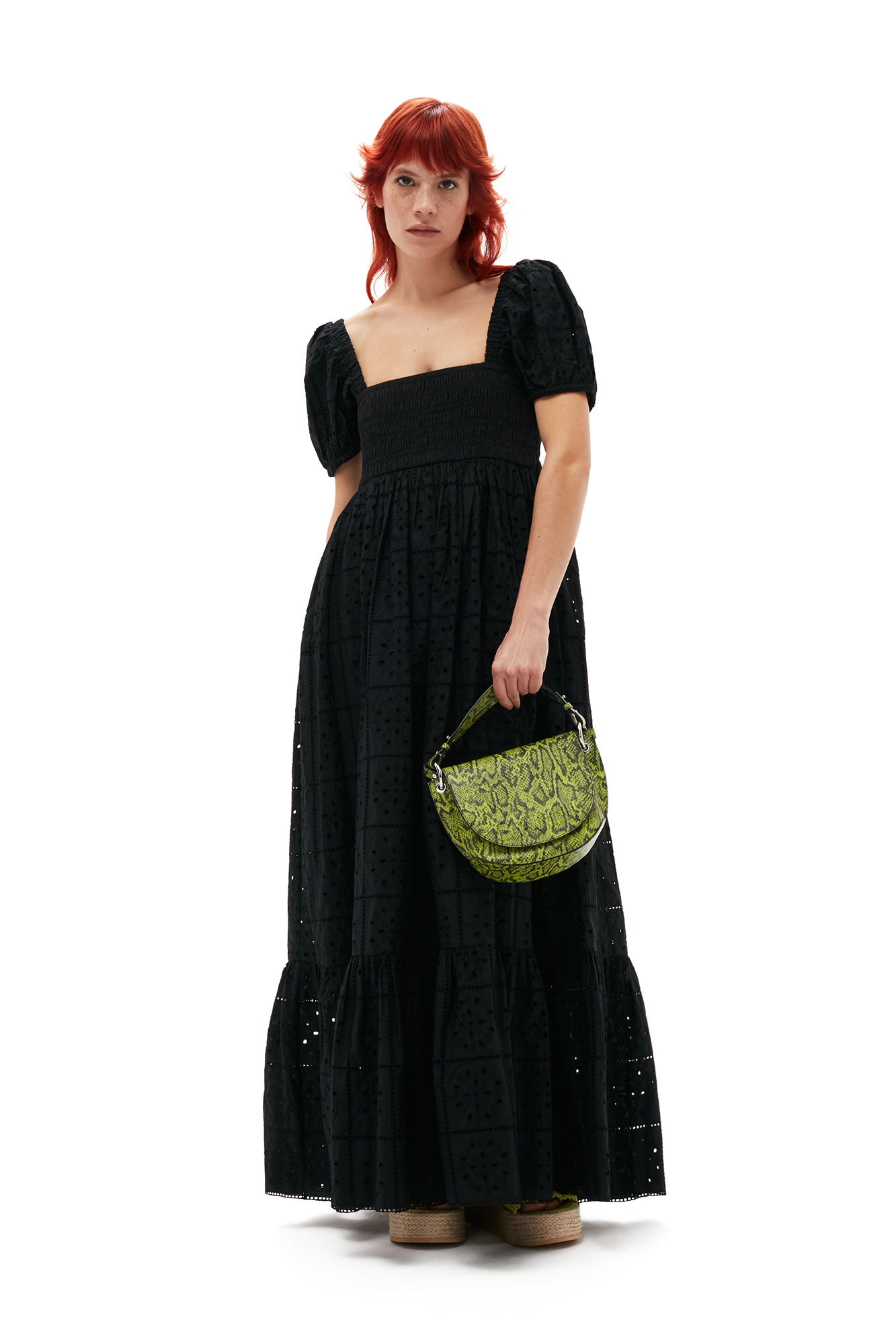 Broderie Anglaise Maxi Dress | Black