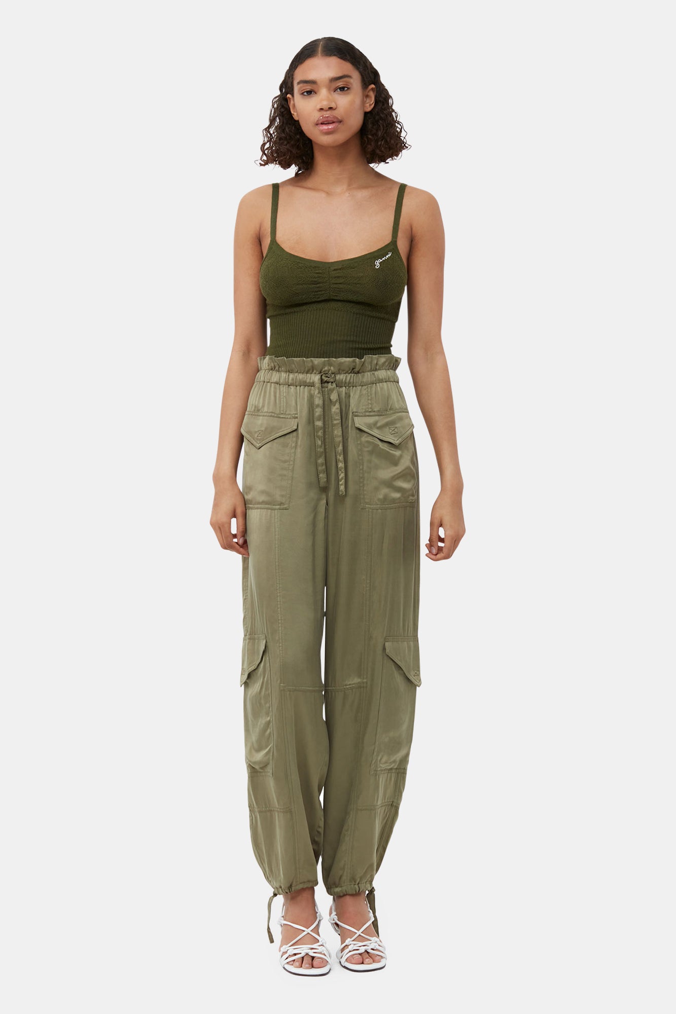 Washed Satin Pants | Aloe