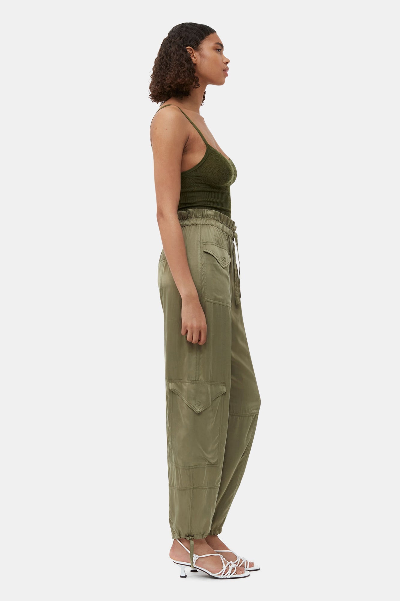 Washed Satin Pants | Aloe