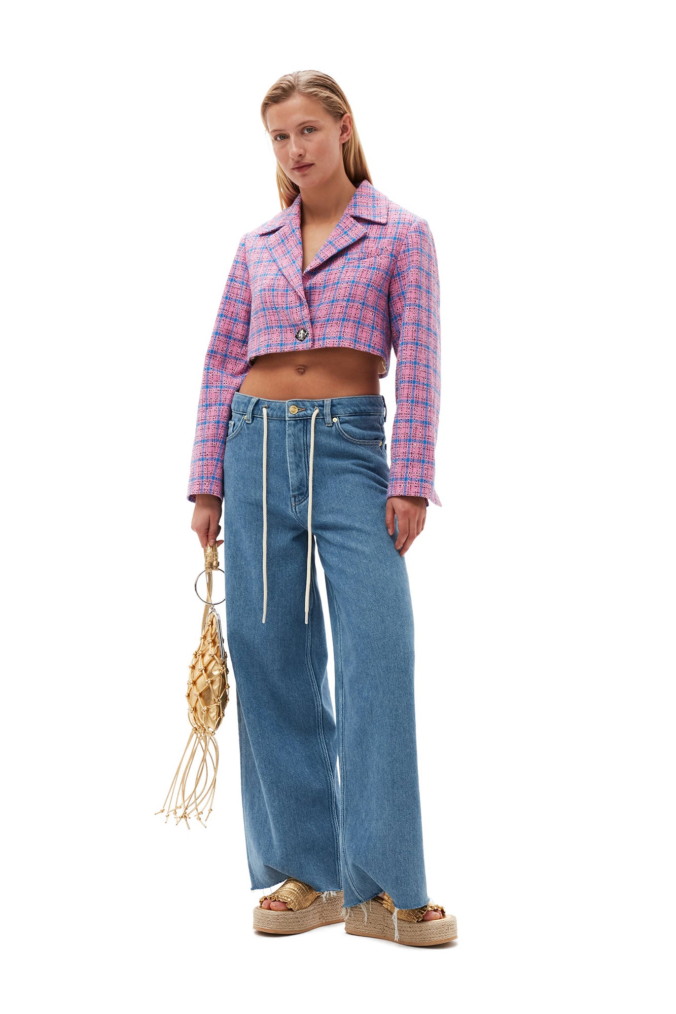 Check Suiting Cropped Blazer | Wild Orchid