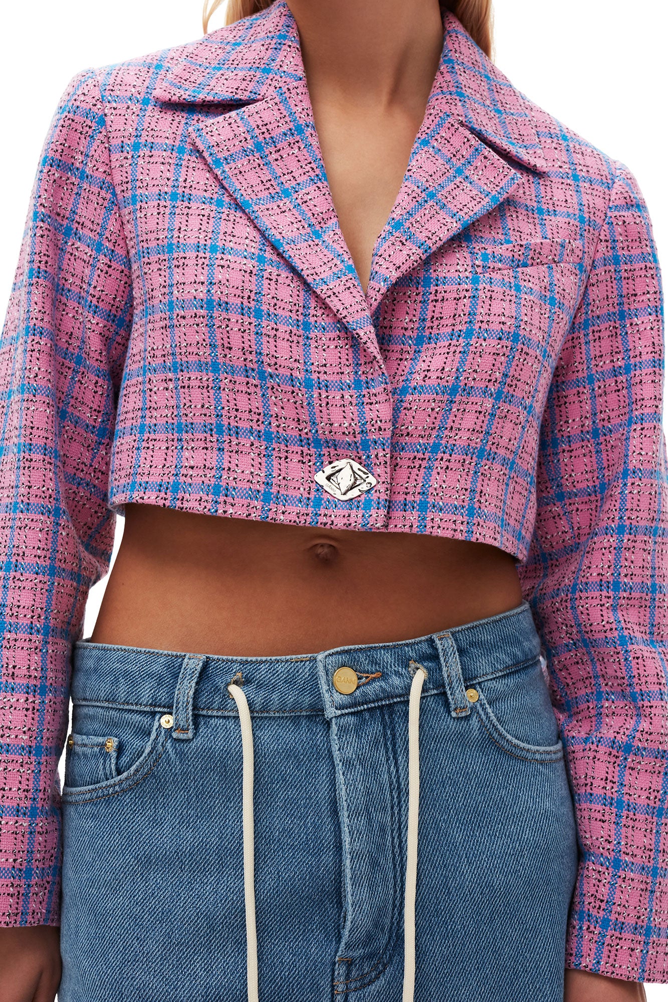 Check Suiting Cropped Blazer | Wild Orchid