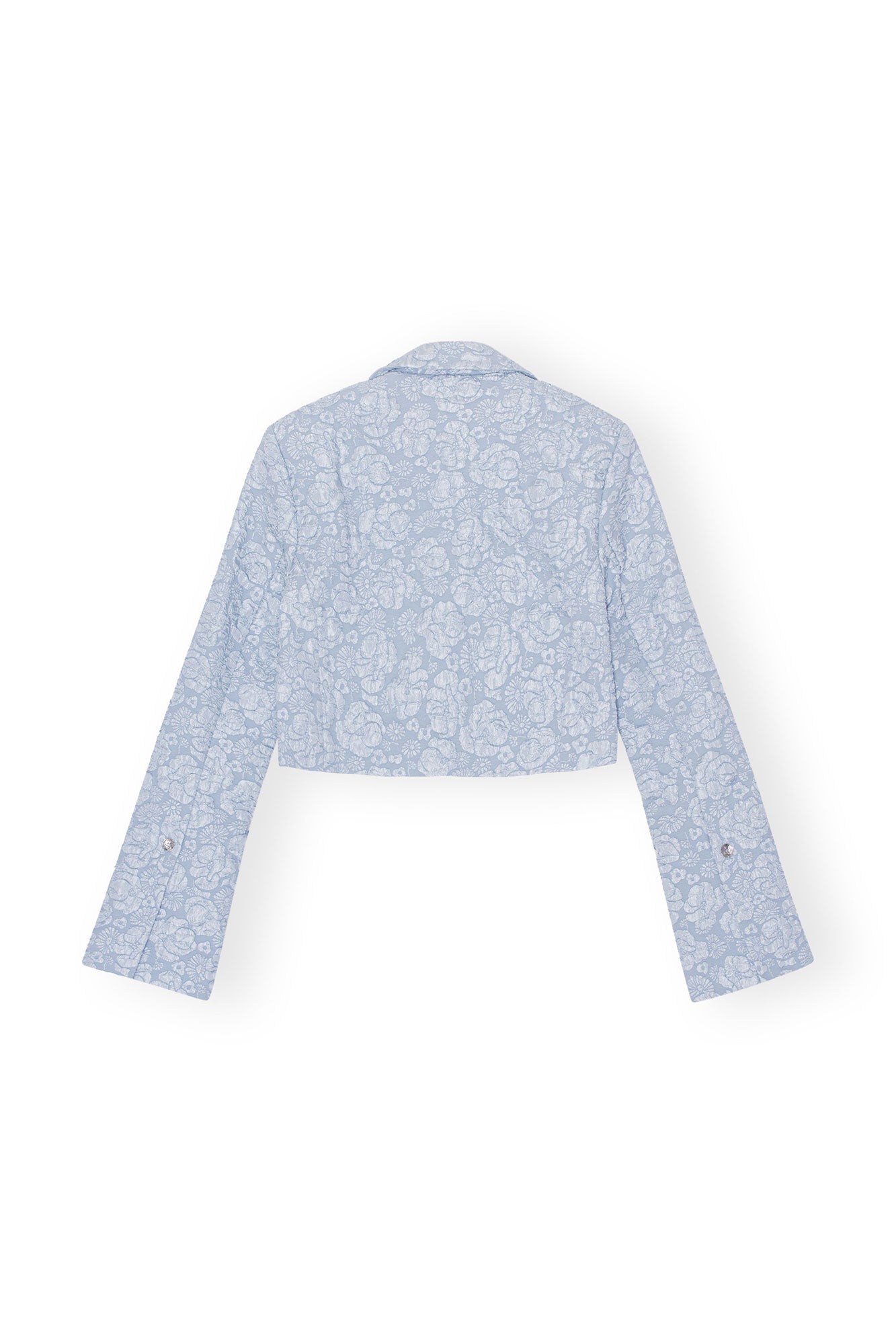 Stretch Jacquard Cropped Blazer | Sky Blue