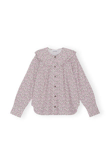 Printed Cotton Double-Collar Shirt | Frost Gray