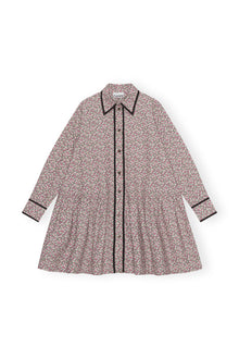 Printed Cotton Mini Shirt Dress | Frost Gray