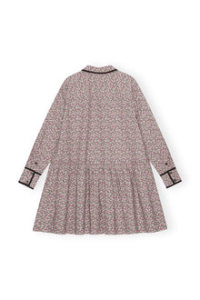 Printed Cotton Mini Shirt Dress | Frost Gray