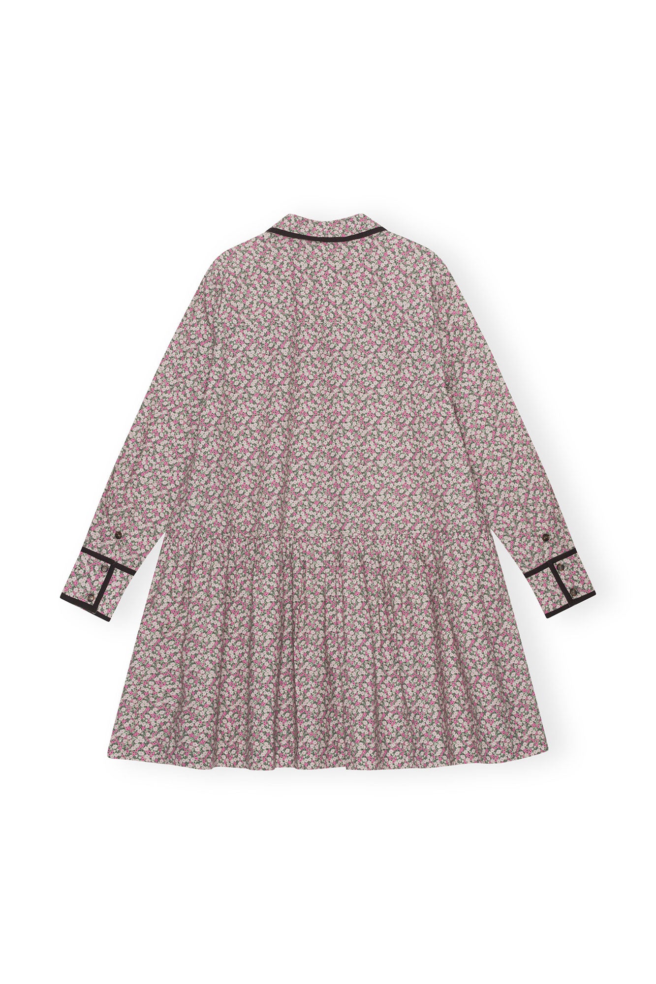 Printed Cotton Mini Shirt Dress | Frost Gray