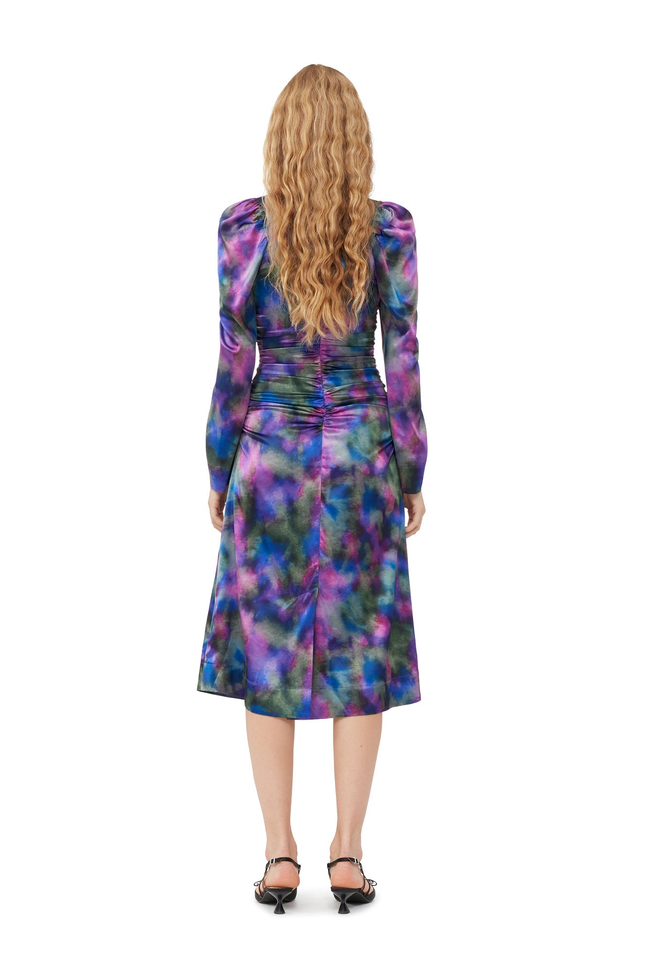 Silk Satin O-Neck Midi Dress | Simply Purple