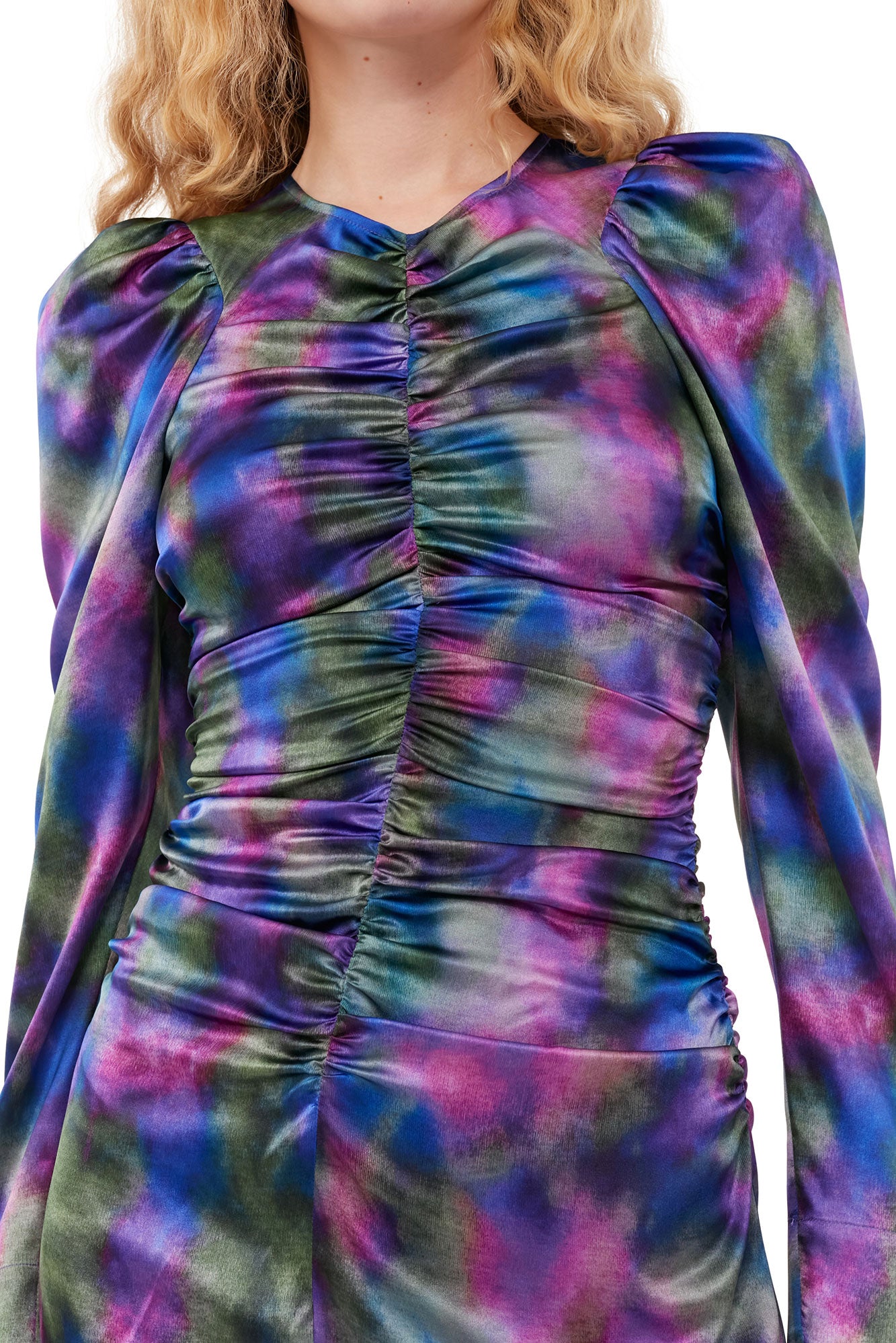 Silk Satin O-Neck Midi Dress | Simply Purple