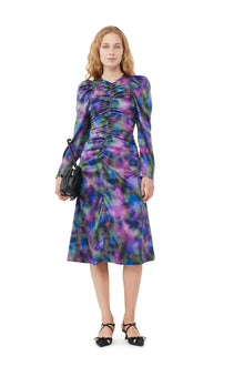 Silk Satin O-Neck Midi Dress | Simply Purple