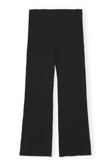 Stretch Seersucker Cropped Trousers | Black