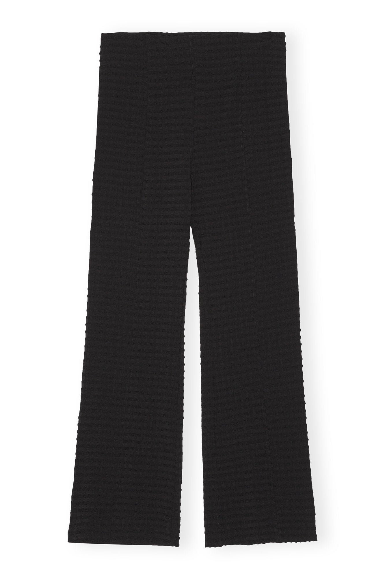 Stretch Seersucker Cropped Trousers | Black