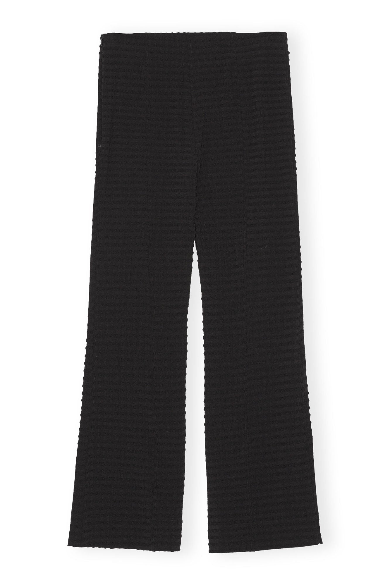 Stretch Seersucker Cropped Trousers | Black