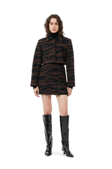 Wool Jacquard Mini Skirt | Black