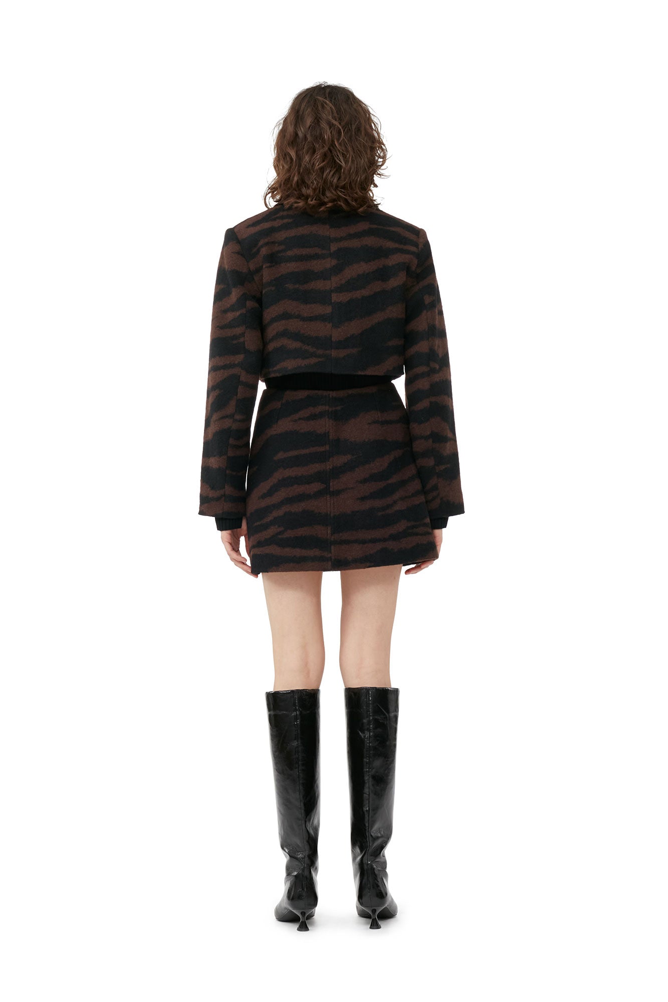 Wool Jacquard Mini Skirt | Black