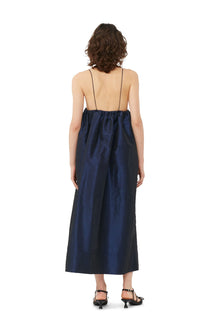 Shiny Taffeta Strap Dress | Sodalite Blue