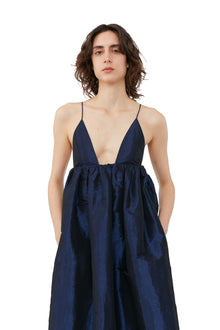 Shiny Taffeta Strap Dress | Sodalite Blue