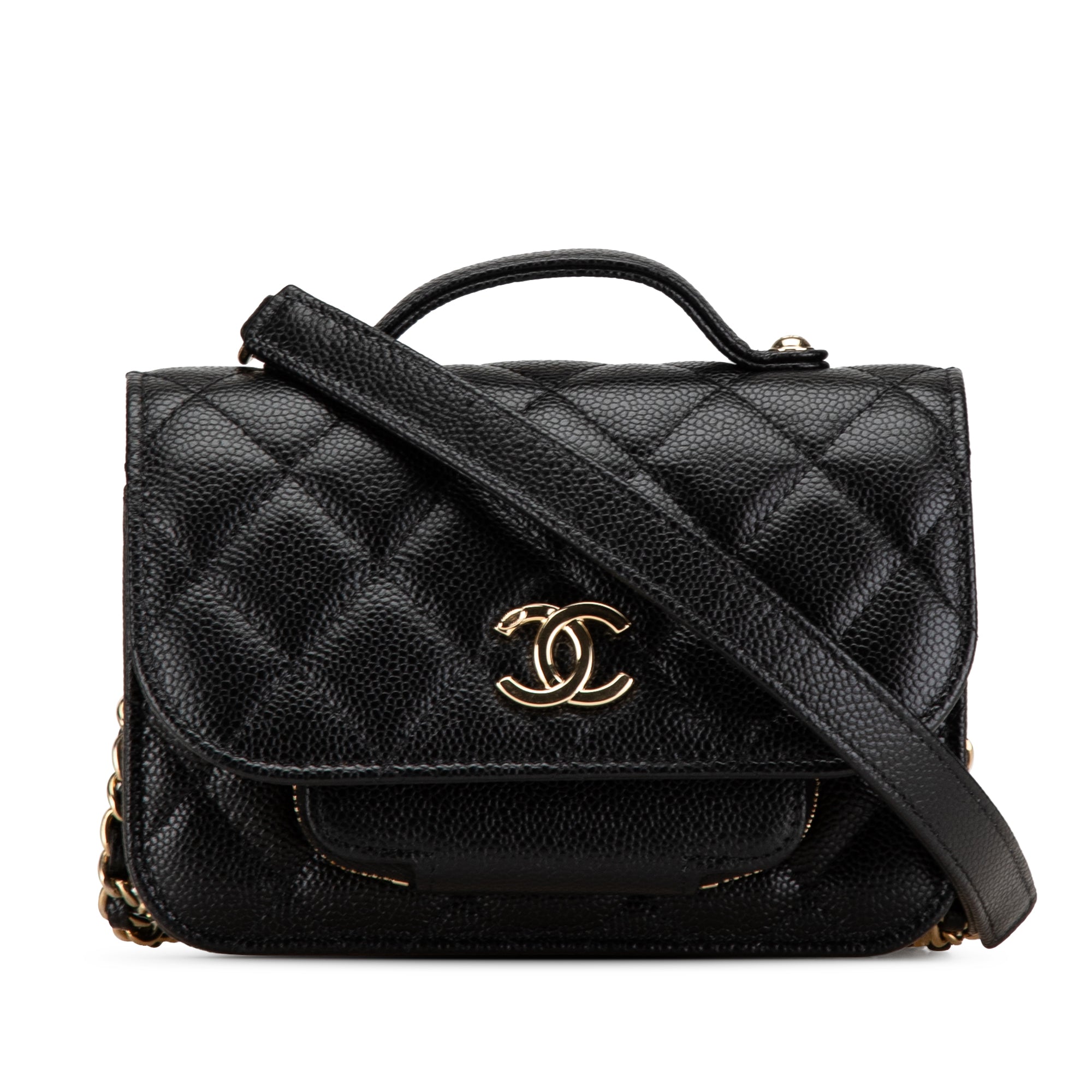 Chanel | Pre-Owned Mini Caviar Business Affinity Top Handle Bag | Black