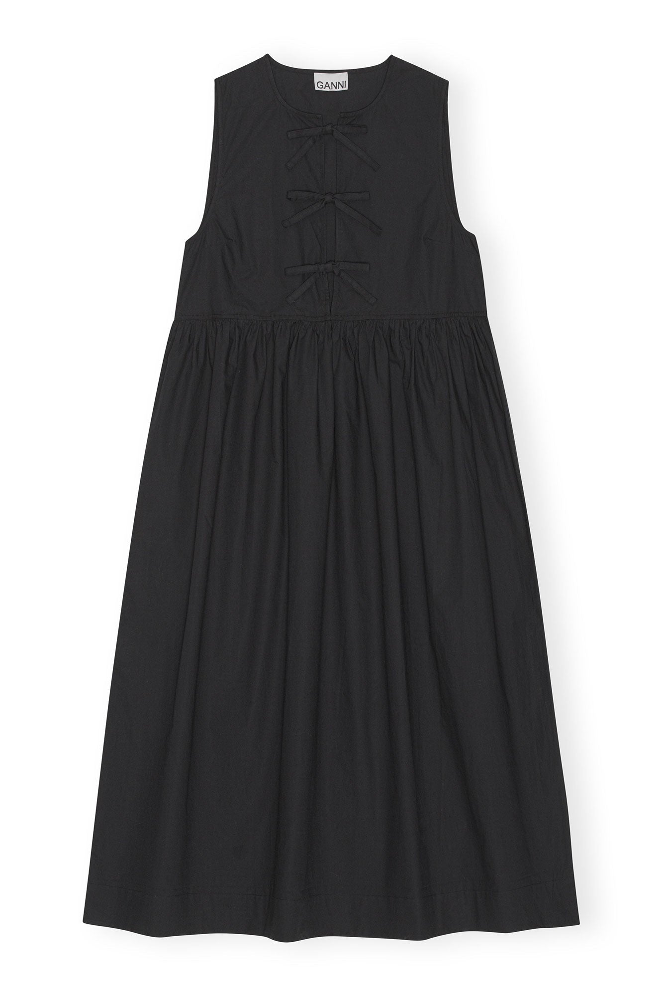 Cotton Poplin Midi Dress | Black