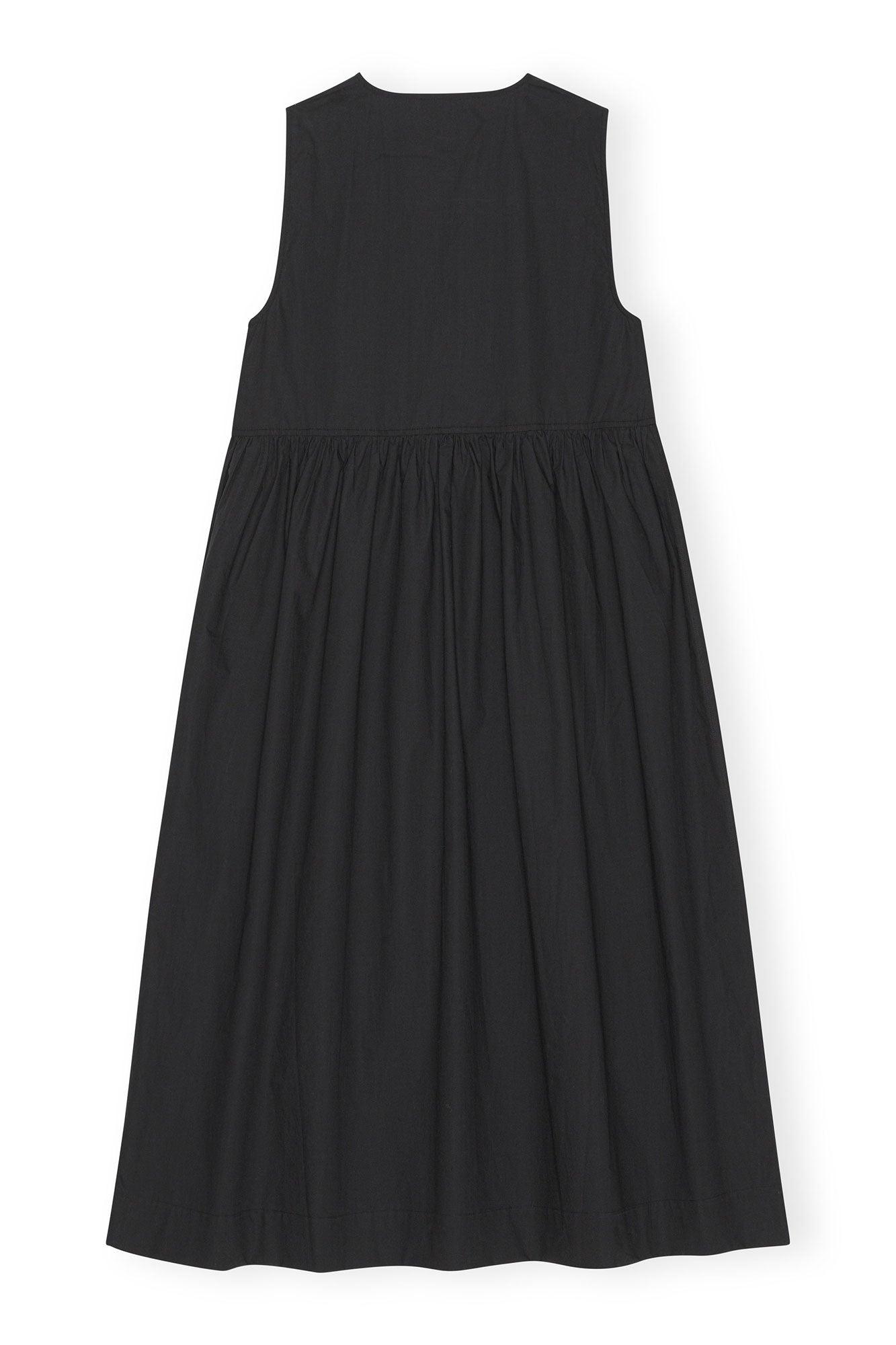 Cotton Poplin Midi Dress | Black