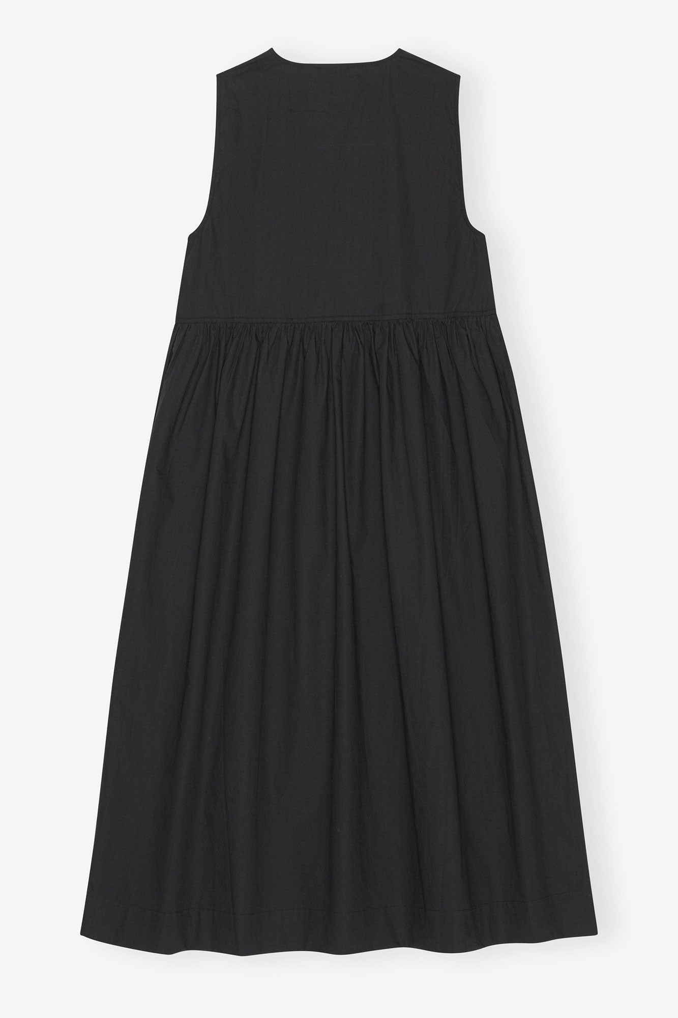 Cotton Poplin Midi Dress | Black