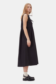 Cotton Poplin Midi Dress | Black