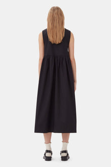 Cotton Poplin Midi Dress | Black