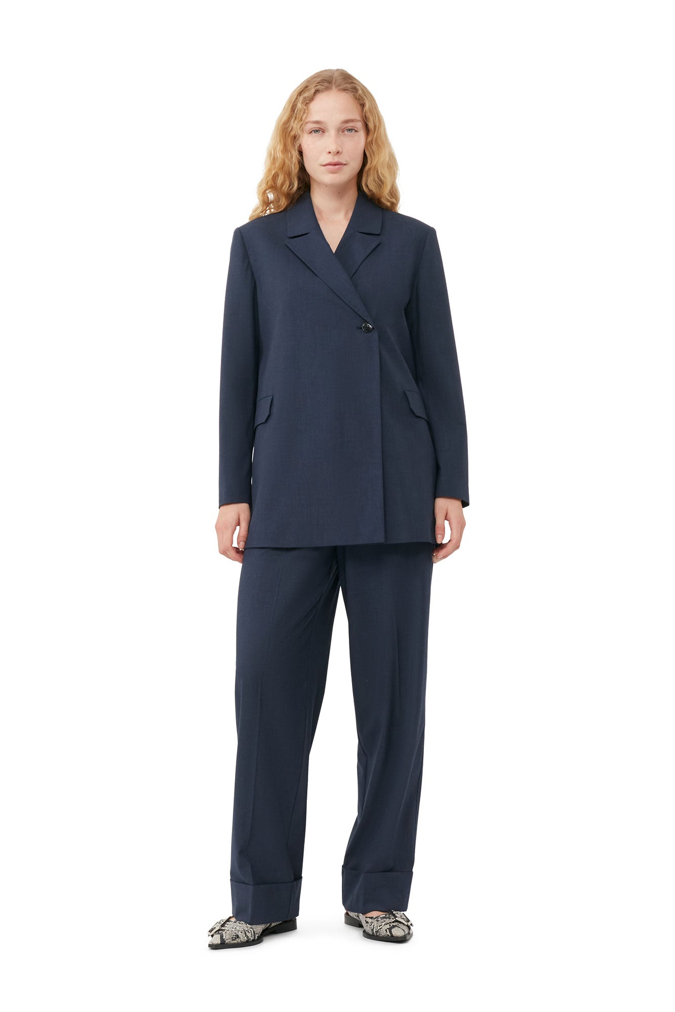 Drapey Melange Blazer | Sky Captain